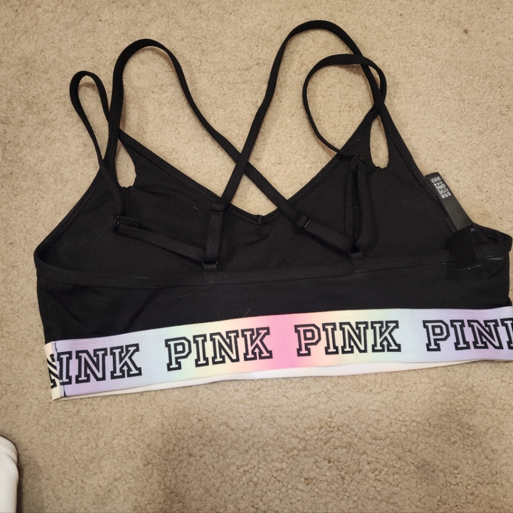 Pink active sports bra